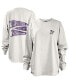 Women's White Kansas State Wildcats Pennant Stack Oversized Long Sleeve T-shirt