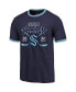 Фото #4 товара Men's Navy Seattle Kraken Buzzer Beater Tri-Blend Ringer T-shirt