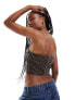 Фото #3 товара Pimkie distressed leather look bandeau top in brown