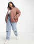 New Look Curve boxy puffer coat in pink