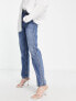 Bershka high waist straight jean in blue