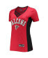 ფოტო #3 პროდუქტის Women's by New Era Red Atlanta Falcons Contrast Insert V-Neck T-shirt