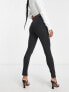 Фото #2 товара Miss Selfridge Petite contrast stitch split hem skinny jean in black