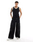 ASOS DESIGN muscle fit knitted rib V neck vest in black with contrast