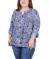 Plus Size 3/4 Roll Tab Sleeve Blouse Top