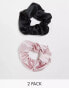 Pieces 2 pack scrunchies in black and pink Черный и розовый - фото #2