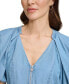 Women's Zip-Front Puff-Sleeve Blouse