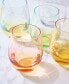 Glass Colored Stemless Wine Glass, Set of 6