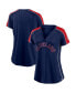 Фото #2 товара Women's Navy, Red Cleveland Indians True Classic League Diva Pinstripe Raglan V-Neck T-shirt