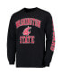 Фото #3 товара Men's Black Washington State Cougars Distressed Arch Over Logo Long Sleeve Hit T-shirt