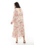 Forever New Curve ruched pleated midaxi dress in pink floral