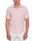 Men's Dobby Short Sleeve Button-Front Striped Shirt Pink Dolphin, M - фото #1