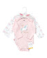 ფოტო #2 პროდუქტის Baby Girls Cotton Long-Sleeve Bodysuits, Glitter Unicorn, 3-Pack