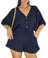 Women's Navy Dolman Sleeve Loose Leg Romper