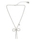 ფოტო #1 პროდუქტის Faux Stone Bow Pendant Rhinestone Necklace