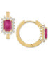 ფოტო #4 პროდუქტის Sapphire (1-3/8 ct. t.w.) & Diamond (1/3 ct. t.w.) Hoop Earrings in 14k Gold (Also in Emerald & Ruby)