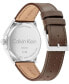 ფოტო #3 პროდუქტის Men's 3H Quartz Brown Leather Strap Watch 43mm