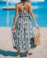 Women's Woven High Neck Sleeveless Midi Beach Dress