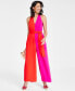 Petite Contrast Colorblocked Halter Jumpsuit, Created for Macy's
