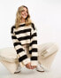 Miss Selfridge wide stripe crop knit jumper in chocolate stripe