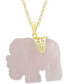 ფოტო #3 პროდუქტის Rose Quartz (27mm) Elephant 18" Pendant Necklace in 18k Gold-Plated Sterling Silver