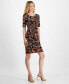 Petite Printed Round-Neck Sheath Dress