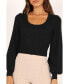 ფოტო #2 პროდუქტის Womens Daphne Crewneck Bubble Sleeve Knit Sweater