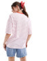 ASOS DESIGN stripe oversized t shirt with contrast ringer in pink Rosa gestreift, XS - EU 32-34 - фото #3