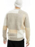 Фото #5 товара Only & Sons knitted crew neck jumper in tonal block patterm