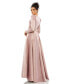 Women's Satin Long Sleeve V Neck A Line Gown