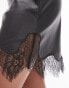 Topshop faux leather lace insert mini skirt in black Черный, 32 - фото #3