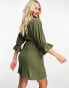 Фото #2 товара ASOS DESIGN Maternity nursing drawstring waist mini dress in khaki