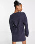 Фото #2 товара ASOS DESIGN Petite knitted mini dress with belt in navy