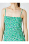 Фото #5 товара Kadın Giyim Elbise Çiçekli Mini Ince Askılı A Kesim 2sak80161pw Yeşil Desen