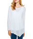 Nic+zoe Feather weight Asymmetric Hem Linen Blend Sweater Paper white XL