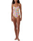 Фото #4 товара Women's Floral-Print Cheeky One-Piece Swimsuit