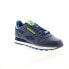 Reebok Classic Leather Mens Blue Leather Lace Up Lifestyle Sneakers Shoes