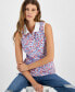 ფოტო #3 პროდუქტის Women's Floral Print Sleeveless Polo Shirt