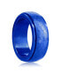 Stainless Steel Honey Comb Design Spinner Ring - Blue Plated