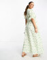 Фото #12 товара ASOS DESIGN Maternity cotton midi smock dress in cream based green floral print