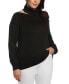 Фото #1 товара Plus Size Rib Trim Long Sleeve Cut Out Sweater