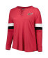ფოტო #2 პროდუქტის Women's Cardinal Arizona Cardinals Plus Size Athletic Varsity Lace-Up V-Neck Long Sleeve T-shirt