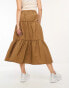 Фото #4 товара Basic Pleasure Mode solstice tiered maxi skirt in chocolate