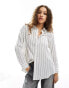 Фото #1 товара Reclaimed Vintage shirt multi-way asymmetric wrap shirt in black and white pinstripe