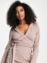 Фото #3 товара ASOS DESIGN blazer dress with wrap around detail in taupe