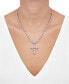 Cubic Zirconia Mixed Cut Cross 18" Pendant Necklace in Sterling Silver