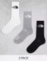 Фото #2 товара The North Face Simple Dome 3 pack logo socks in white grey and black