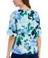 Фото #2 товара Women's 100% Linen Garden Blur Ruffled Top, Created for Macy's