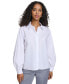 ფოტო #1 პროდუქტის Women's Long-Sleeve Button-Down Covered-Placket Cotton Top