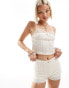 Фото #1 товара Emory Park pointelle shorts with rose detailing in off white co-ord